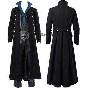 Veste longue vintage médiévale d'Halloween, vêtements pour hommes noirs, gothique steampunk punk, trench-coat pour hommes, surdimensionné, rétro, guerrier, chevalier - Product Image 2