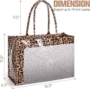 <strong>KALIDI</strong> PVC Leopard Print Tote <strong>Bag</strong> Womens Work Handbags Purses with Top Handle Imported - Product Image 4
