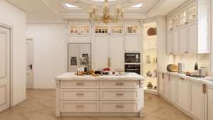 Armoires de cuisine de style shaker haut de gamme en laque blanche avec îlot, construction en MDF et contreplaqué pour appartement et villa - Product Image 4