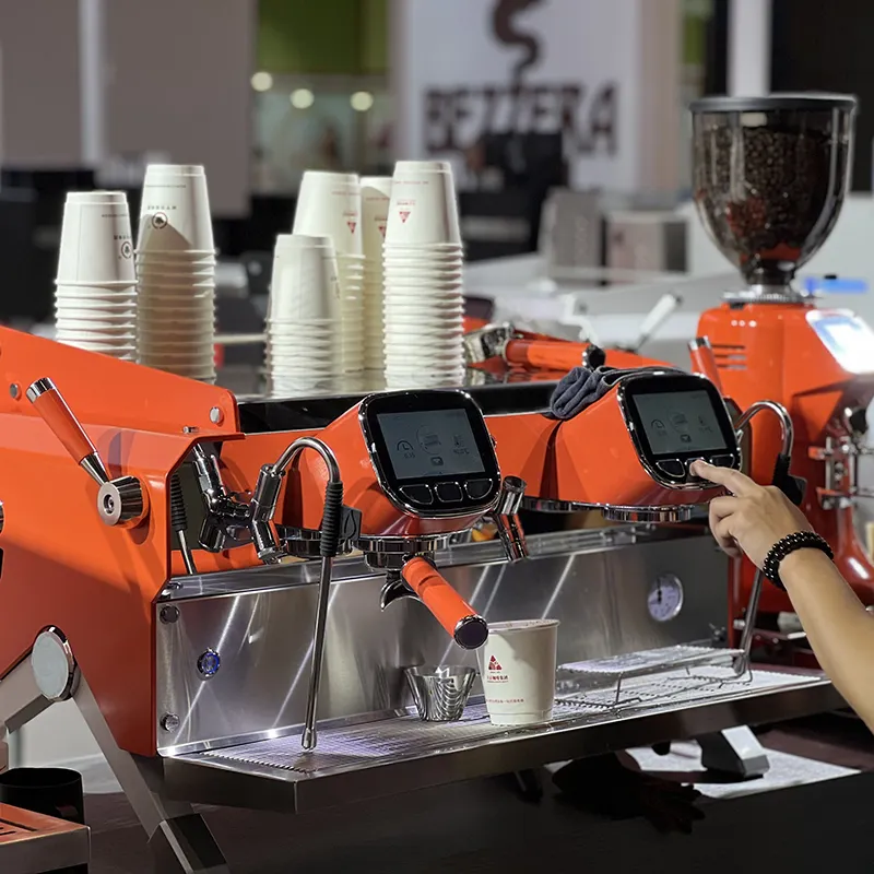 ماكينة صنع القهوة التجارية متعددة الغلايات E61 ، ماكينة إسبريسو من الفولاذ المقاوم للصدأ