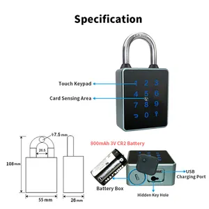 Ip65 smart lock tuya TTlock schlüssel smart padlock passwort karte home elektronik sport candado inteligente locks