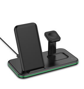 Station de charge sans fil rapide 3 en 1 15W Dock 7W à 10W Support de téléphone de puissance de sortie Montre Chargeur Anneau Lumineux Solution tout-en-un - Product Image 2
