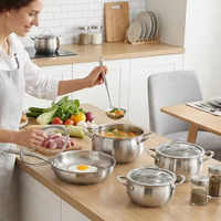 Ensemble de 10 ustensiles de cuisine classiques en acier inoxydable, design en forme de pomme, comprenant des marmites, des poêles et des casseroles, pour la cuisson au four - Vente en gros sur mesure