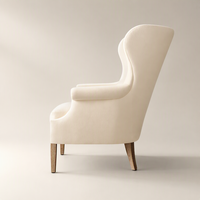 Fauteuil d'appoint moderne de luxe rembourré avec dossier haut, pieds en bois massif durables, chaise individuelle pour salle à manger