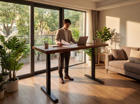 Escritorio Eléctrico de Madera Sólida con Altura Ajustable para Oficina en Casa, Configuración de Juego Ergonómica, Mesa de Computadora para Trabajar Sentado o De Pie