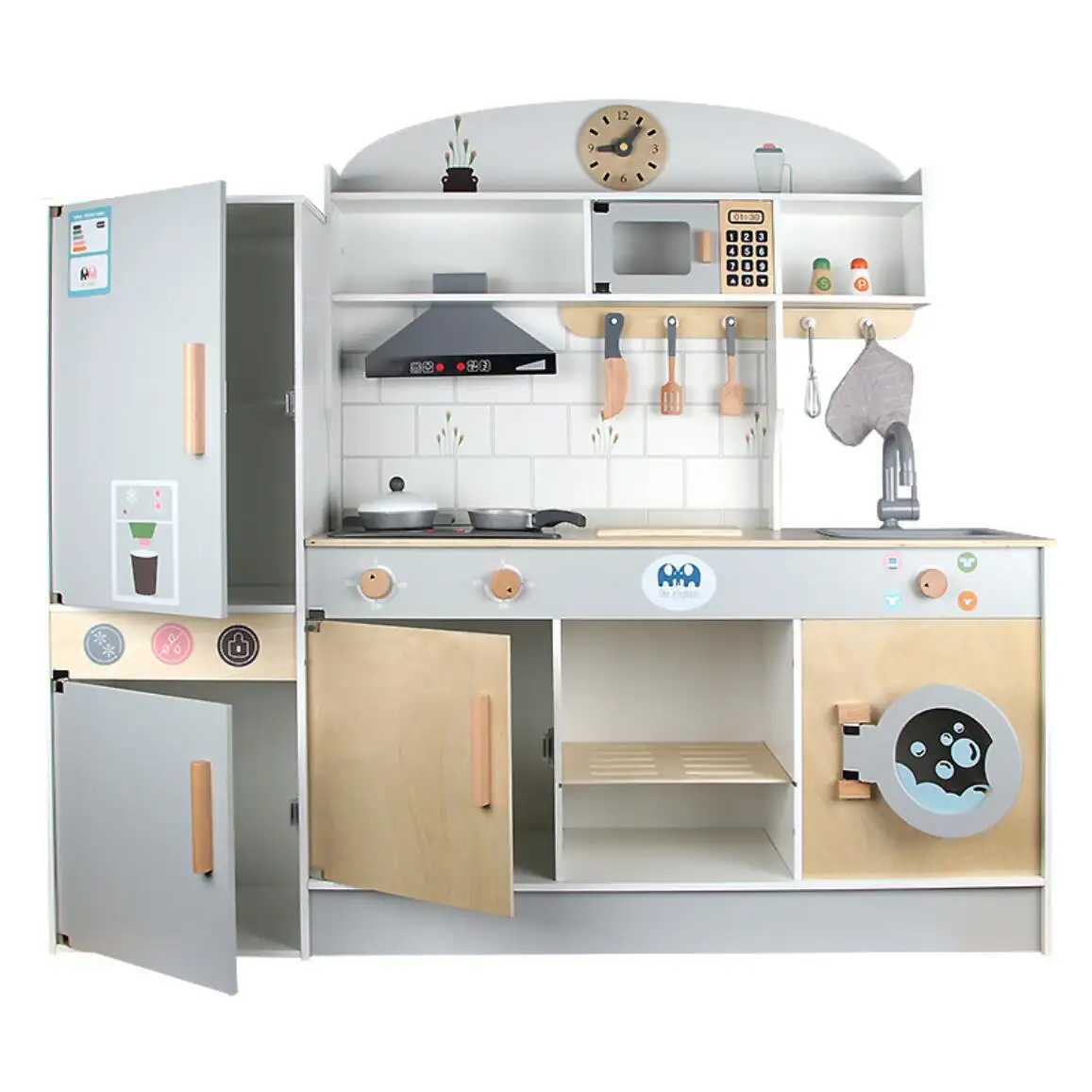 HOYE CRAFTS-juego de rol para niños, juego de cocina de madera, refrigerador, cocinas