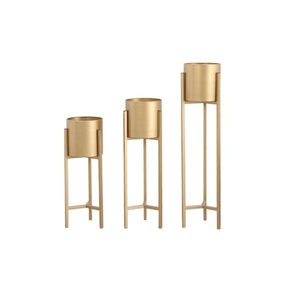 Blanco con soporte dorado, maceta de pared semiredonda, maceta redonda de hierro decorativa para interiores para el hogar y el jardín - Product Image 6