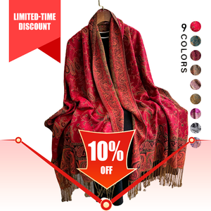 מוכן הספינה רך נשים pashmina paisley צעיף וינטג tassels ארוך צד כפול חיג 'אב סתיו נקודה ארגייל - Product Image 1