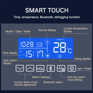 Đèn Nền LED Bluetooth Thông Minh Hình Tròn Gương Trang Điểm Có Đồng Hồ Và Hiển Thị Thời Gian - Product Image 5
