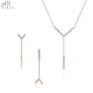 Joyería al por Mayor de Hong Kong, Elegante Collar de Clavícula de Oro Rosa Sólido de 18K, Collar con Colgante de Diamantes Naturales para Mujer - Product Image 3