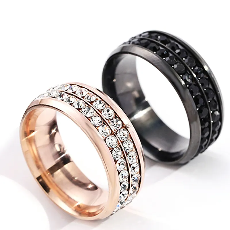 Cross-border diamond ring stainless steel jewelry factory direct price women gold full crysta ring zircon
