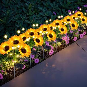 Lampes solaires TSINYE en forme de tournesol, ampoule <span class=keywords><strong>globe</strong></span> blanc chaud, étanches IP65, allumage automatique du crépuscule à l'aube, pour allées, parterres de fleurs, décoration de jardin - Product Image 6