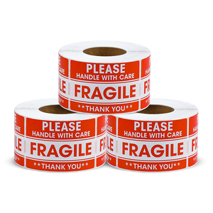 Custom <b>Printed</b> Fragile Warning Labels Handle With Care Glass Breakable Shipping Stickers Strong Adhesive Box Warning Decal - Product Image 2