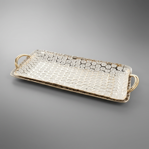 Bandeja Rectangular para Servir con Textura de Cocodrilo, Acabado Metálico Pulido y Asas para Uso Residencial - Product Image 2