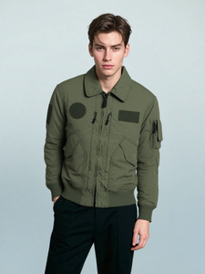LAYENNE <span class=keywords><strong>Blouson</strong></span> aviateur Streetwear personnalisé pour hommes <span class=keywords><strong>Blouson</strong></span> aviateur en nylon avec col montant zippé Veste softshell coupe-vent multi-poches - Product Image 6