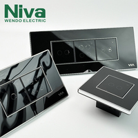 Interrupteur mural intelligent NIVA Modern Glass Touch Smart Life, plaque acrylique, 2 gangues, 2 voies, norme américaine 110V, installation facile, pour la maison