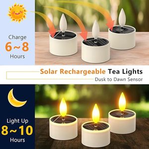 ALECTER Rechargeable Flameless <b>LED</b> Votive Candles Dusk Dawn Sensor Solar <b>Tea</b> <b>Lights</b> IP65 Waterproof Patio Garden Outdoor - Product Image 5