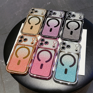 wave edge hot glitter clear magnetic phone case for iphone air 17 16 pro max,for iphone 17 phone case bling - Product Image 1