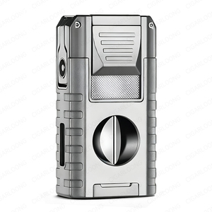 Briquet à cigare multifonctionnel <span class=keywords><strong>en</strong></span> métal, triple flamme, coupe-vent, rechargeable au butane, allumeur portable d'extérieur, cadeaux d'affaires - Product Image 1