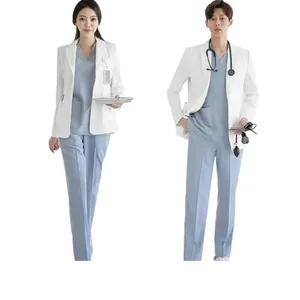 Camice Medico di Alta Qualità per Chirurgia, Uniforme Bianca per Donne, Abbigliamento da Lavoro per Cliniche Dentistiche, Uniforme per Estetisti e Medici per Uomini - Product Image 3