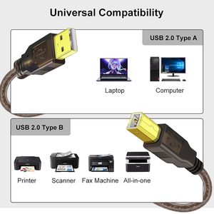 USB <strong>Printer</strong> <strong>Cable</strong> High Speed Type a to Type B <strong>Printer</strong> <strong>Cable</strong> USB 2.0 Scanner Cord to Computer Laptop for HP Canon Dell Epson - Product Image 5