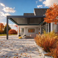 Bioklimatische kommerzielle Aluminium-Pergola mit elektrischem LED-Lamellendach, umweltfreundliches, wetterbeständiges Outdoor-Überdachungssystem für
