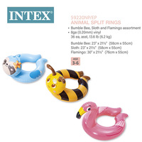 Lot de 3 bouées gonflables en PVC Intex 59220 en forme de tête d'animal, comprenant grenouille, canard et pingouin