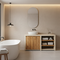 Console multimédia MAYA en bois d'acacia massif |   Meuble bas minimaliste Japandi pour appartements, villas et salons |   Garantie de 3 ans pour la maison