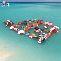 Équipement d'amusement aquatique commercial personnalisé pour la plage, parcours d'obstacles flottant, parc aquatique gonflable pour adultes en eaux ouvertes