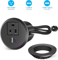 Prise de courant de bureau encastrée de 2 pouces avec ports USB-C et multiprise intégrée