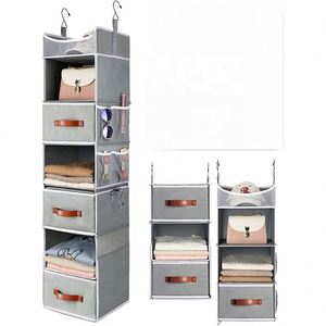Organisateur de placard suspendu, flexible, se divise en 2, avec 3 tiroirs, étagères de rangement suspendues - Product Image 1