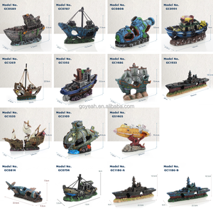Décoration d'aquarium réaliste en forme de navire pirate en ruine, ornement de <span class=keywords><strong>bateau</strong></span> coulé en résine avec des cachettes en forme de grotte - Product Image 6