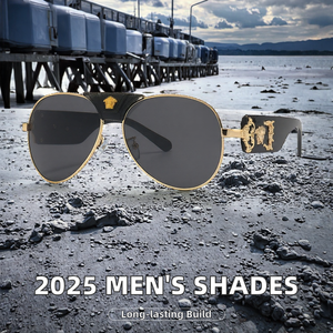 <span class=keywords><strong>2025</strong></span> nouvelle mode rétro luxe métal lunettes de soleil pour hommes concepteur nuances UV400 lentilles célèbre marque crapaud miroir marron cadre couleur - Product Image 2