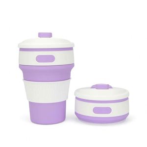 Tasse à café réutilisable en silicone avec couvercle, design minimaliste rose, pour les voyages, adultes - Product Image 5