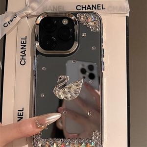 Ốp điện thoại <span class=keywords><strong>iPhone</strong></span> 17 Pro Max mạ điện sang trọng, đính đá lấp lánh hình thiên nga, phong cách Hàn Quốc dành cho nữ, tương thích với các dòng 15, 14, 16 - Product Image 2