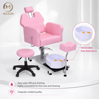 Fauteuil de pédicure professionnel inclinable avec massage, système de bain de pieds hydrothérapeutique sans pompe, en fibre de verre durable pour salon de manucure
