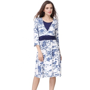 Emotion Moms Vente en gros Vêtements de maternité Jersey floral <span class=keywords><strong>Robe</strong></span> d'<span class=keywords><strong>allaitement</strong></span> en <span class=keywords><strong>coton</strong></span> avec manches 3/4 pour l'<span class=keywords><strong>allaitement</strong></span> - Product Image 6