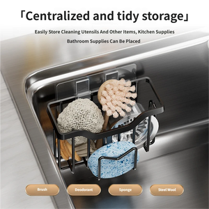 Portaspugne e Porta Spazzole <span class=keywords><strong>da</strong></span> Cucina Senza Foratura, Organizzatore Salvaspazio per Lavello, Scolapiatti per Cucina e Bagno - Product Image 5