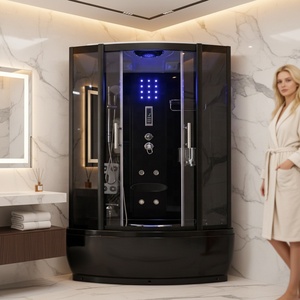 <span class=keywords><strong>Cabine</strong></span> de <span class=keywords><strong>douche</strong></span> <span class=keywords><strong>hammam</strong></span> de luxe COMO pour salle de bain, noire, avec bain à remous intégré et fonction de massage pluie - Product Image 1