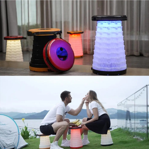 Di động telescoping gấp bước Phân LED ánh sáng ấm áp có thể thu vào đóng mở nhựa lưu trữ Vòng ghế có thể điều chỉnh phân - Product Image 4