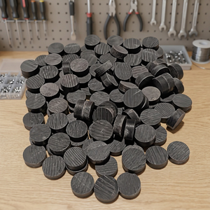 Boutons vintage en corne de buffle, noir jais, style western traditionnel, artisanat naturel, motif carré, 4 trous, dos plat, perlés - Product Image 1