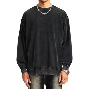 เสื้อสเวตเชิ้ตผู้ชายทรงโอเวอร์ไซส์สไตล์วินเทจ FOXA ล้างสีแบบแอซิดวอช คอกลม ยูนิเซ็กส์ สตรีทแวร์ ผ้าฝ้าย 100% เฟรนช์เทอร์รี่ ป้องกันการเป็นขุย - Product Image 2