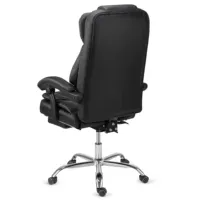Silla de Oficina Ejecutiva de Cuero PU con Respaldo Alto, Silla de Escritorio Ergonómica Reclinable con Reposapiés Retráctil
