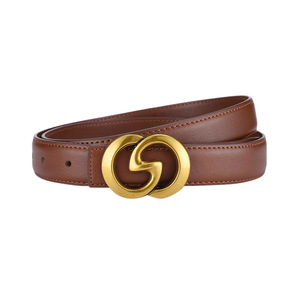 Cinturón Clásico Delgado <span class=keywords><strong>de</strong></span> Cuero PU para Mujer al por Mayor con Hebilla <span class=keywords><strong>de</strong></span> Aleación, Cinturón Fino Negro con Hebilla Metálica Dorada para Jeans y Vestidos, Cinturones <span class=keywords><strong>de</strong></span> Diseñador - Product Image 3