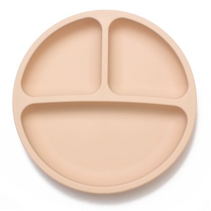 <span class=keywords><strong>Assiette</strong></span> d'alimentation pour bébé en silicone à trois compartiments, antidérapante, ronde, à ventouse, motif sourire, très vendue - Product Image 2