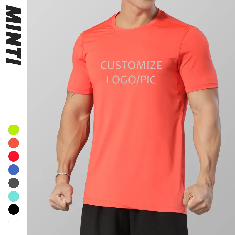 Wholesale custom print High Quality Sublimation plain color athletic polyste t shirt sport gym run Fast Dry T-shirt fit