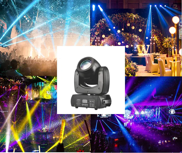 Iluminación de escenario Guangzhou 100W 150W 200W Pistola de acero 7 colores + 6 patrones Disco Beam Light LED luz con cabezal móvil