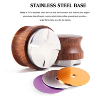 Base en acier inoxydable, poignée en noyer, hauteur réglable, outil de nivellement du café, distributeur de café 53mm