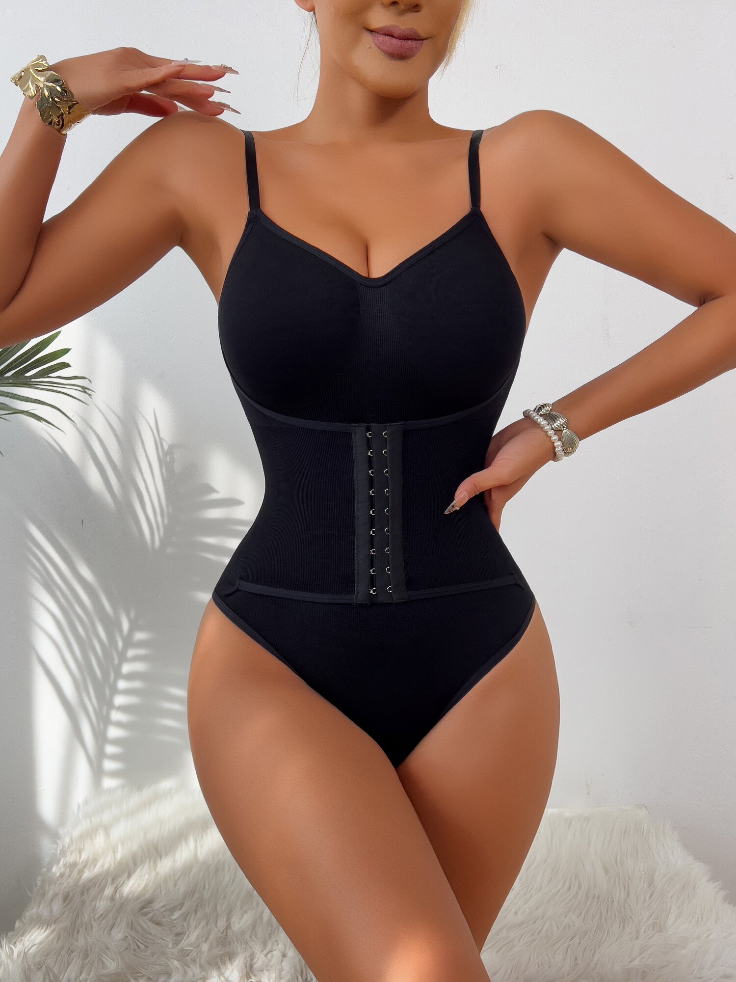 Tummy-Control Seamless Waist Trainer: back view showing seat coverage and shaping construction