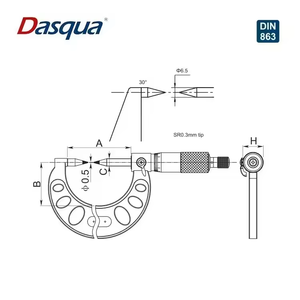 Micrómetro de Doble Punta para Acero Inoxidable, 0-25 mm, Graduación 0.01, Precisión 0.004 mm, Certificado DIN863, Cumple con la Norma Reach, 4610-1005 P - Product Image 3